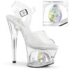 Pleaser Shoes By Pleaser USA MOON-708DIA Pleaser Shoes Cut Out Clear Platform Stripper Shoe 7 Inch Heels