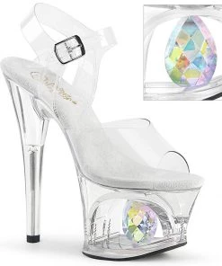 Pleaser Shoes By Pleaser USA MOON-708DIA Pleaser Shoes Cut Out Clear Platform Stripper Shoe 7 Inch Heels