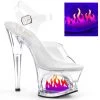 Pleaser Shoes By Pleaser USA MOON-708FLM Pleaser Shoes Clearance Cut Out Blacklight Flame Stripper Shoe
