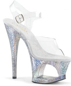 Pleaser Shoes By Pleaser USA MOON-708HB Pleaser Shoes Holographic Bubble Clearance Stripper Shoe