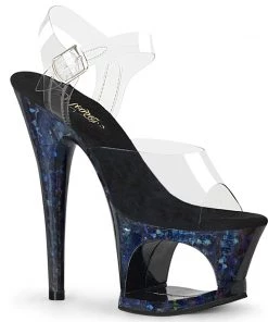 Pleaser Shoes By Pleaser USA 7 Inch Heels MOON-708HSP Pleaser Shoes Clearance Sale Midnight Blue Stripper Shoe