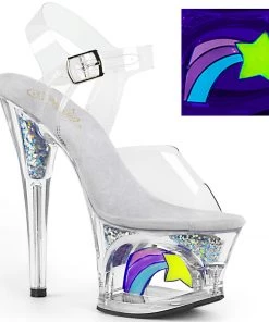 Pleaser Shoes By Pleaser USA MOON-708RSS Pleaser Shoes Clearance Shooting Star Stripper Shoe 7 Inch Heels