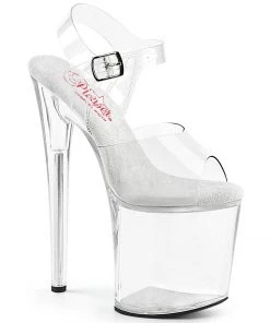 Pleaser Shoes By Pleaser USA NAUGHTY-808 Pleaser Shoes Clear 8 Inch Exotic Dancer Shoes 8 Inch Heels