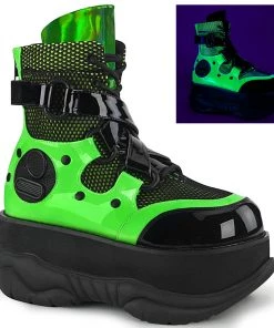 NEPTUNE-126 Demonia Shoes Neon Green Platform Bootie