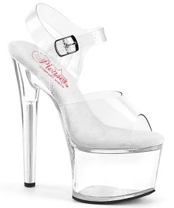 Pleaser Shoes By Pleaser USA 7 Inch Heels PASSION-708 Pleaser Shoes Clear Platform Comfortable Stripper Shoes