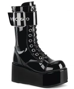 PETROL-150 Demonia Shoes Gothic Platform Calf Boot Unisex Demonia Footwear