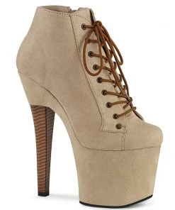 Pleaser Shoes By Pleaser USA RADIANT-1005 Pleaser Shoes Beige Faux Suede Platform Stripper Bootie Booties And Ankle High Boots