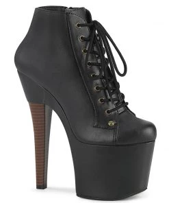 Pleaser Shoes By Pleaser USA Booties And Ankle High Boots RADIANT-1005 Pleaser Shoes Faux Leather Lace Up Exotic Dancer Bootie