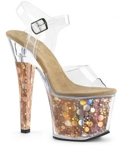Pleaser Shoes By Pleaser USA RADIANT-708BHG Pleaser Shoes Clearance Bronze Stripper SHoes