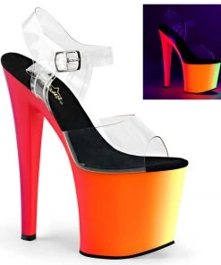 Pleaser Shoes By Pleaser USA RAINBOW-708UV Pleaser Shoes Blacklight Reactive Stripper Shoes 7 Inch Heels