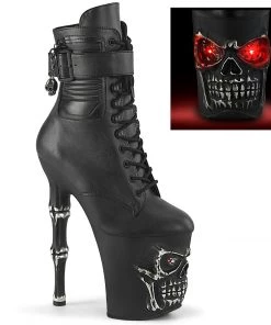 Pleaser Shoes By Pleaser USA RAPTURE-1020STR-LT Pleaser Shoes Light UP Eyes Skull Platform Stripper Boot