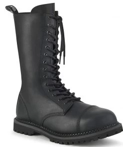 RIOT-14 Demonia Shoes 14 Eyelet Steel Toe Combat Boot Unisex Demonia Footwear