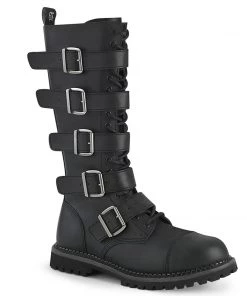 Demonia Shoes Unisex Demonia Footwear RIOT-18BK Demonia Shoe 18 Eyelet Punk Combat Boot