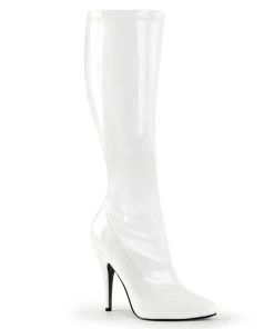 Pleaser Shoes By Pleaser USA Halloween Costume Footwear SEDUCE-2000 Pleaser Shoes White High Heel Knee High Boot