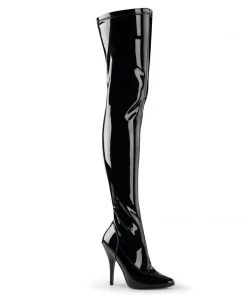 Pleaser Shoes By Pleaser USA SEDUCE-3000 Pleaser Shoes Black Patent Thigh High Boot