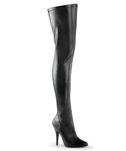 Pleaser Shoes By Pleaser USA Halloween Costume Footwear SEDUCE-3000 Pleaser Shoes Black Vegan Leather Thigh High Sexy Boot