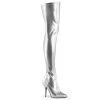 Pleaser Shoes By Pleaser USA SEDUCE-3000 Pleaser Shoes Metallic Silver Thigh High Sexy Boot