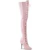Pleaser Shoes By Pleaser USA SEDUCE-3024 Pleaser Shoes Baby Pink Lace Up Thigh High Boot