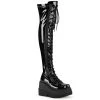 SHAKER-374 Demonia Shoes Thigh High Wedge Platform Goth Boot Women's Demonia Footwear