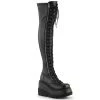 Demonia Shoes Women's Demonia Footwear SHAKER-374 Demonia Shoe Black PU Platform Thigh High Boot