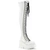 SHAKER-374 Demonia Shoes White Hologram Thigh High Boot Thigh High Boots