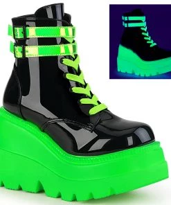 Demonia Shoes SHAKER-52 Neon Green Wedge Demonia Ankle Boot