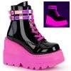 SHAKER-52 Demonia Shoes Glowing Hot Pink Festival Bootie Booties And Ankle High Boots