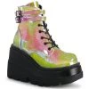 Demonia Shoes SHAKER-52 Pink Shifting Glitter Festival Demona Boot Women's Demonia Footwear