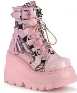 Demonia Shoes SHAKER-60 Baby Pink Hologram Demonia Boot