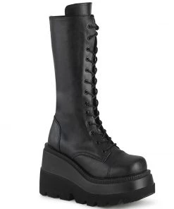 Women's Demonia Footwear SHAKER-72 Demonia Shoes Mid Calf Gothic Boots