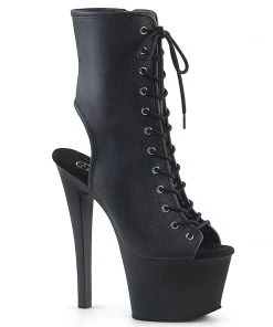 Pleaser Shoes By Pleaser USA Booties And Ankle High Boots SKY-1016 Pleaser Shoes Black Vegan Leather Stripper Boot