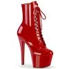 Pleaser Shoes By Pleaser USA SKY-1020 Pleaser Shoes Red Patent Stripper Booties Booties And Ankle High Boots