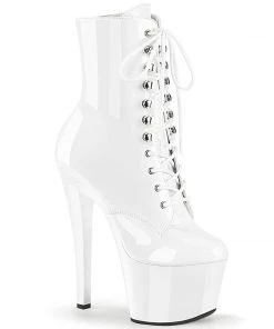 Pleaser Shoes By Pleaser USA Booties And Ankle High Boots SKY-1020 Pleaser Shoe White Patent Stripper Bootie