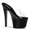 Pleaser Shoes By Pleaser USA SKY-301 Pleaser Shoes Clear Upper Black Platform Stripper Sandal