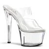 Pleaser Shoes By Pleaser USA SKY-302 Pleaser Shoes Clear Double Strap Exotic Dancer Shoe 7 Inch Heels