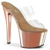 Pleaser Shoes By Pleaser USA SKY-302 Pleaser Shoes Rose Gold Platform Stripper Shoes 7 Inch Heels