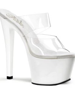Pleaser Shoes By Pleaser USA SKY-302 Pleaser Shoes Clear Double Band Stripper Shoe 7 Inch Heels