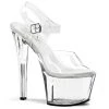 Pleaser Shoes By Pleaser USA SKY-308 Pleaser Shoes Clear Platform 7 Inch High Heel Stripper Shoes 7 Inch Heels