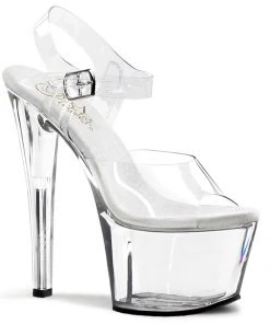 Pleaser Shoes By Pleaser USA SKY-308 Pleaser Shoes Clear Platform 7 Inch High Heel Stripper Shoes 7 Inch Heels
