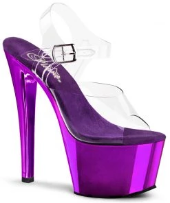 Pleaser Shoes By Pleaser USA SKY-308 Purple Chrome Platform Stripper Shoe