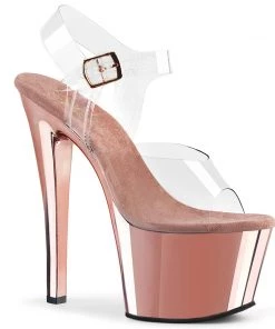 Pleaser Shoes By Pleaser USA SKY-308 Pink Chrome High Heel Stripper Shoe