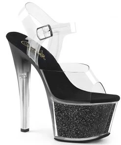 Pleaser Shoes By Pleaser USA SKY-308G-T Smoke Tinted Glitter Platform Stripper Shoe 7 Inch Heels