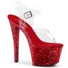 Pleaser Shoes By Pleaser USA 7 Inch Heels SKY-308LG Pleaser Shoes Red Glitter Platform 7 Inch Heel Stripper Shoe