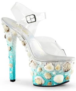 Pleaser Shoes By Pleaser USA SKY-308MERMD Seashell Exotic Dancer Shoes 7 Inch Heels