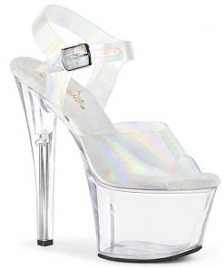 Pleaser Shoes By Pleaser USA SKY-308N-RBH Pleaser Shoes Clear Holographic Upper Stripper Shoes