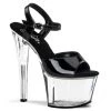 Pleaser Shoes By Pleaser USA SKY-309 Pleaser Shoes Black Patent Clear Platform Stripper Shoe 7 Inch Heels