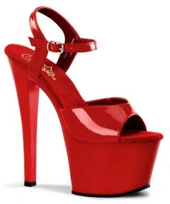 Pleaser Shoes By Pleaser USA SKY-309 Pleaser Shoes Red Patent Stripper Shoes