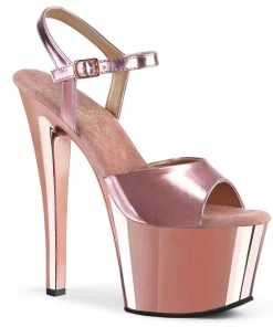 Pleaser Shoes By Pleaser USA SKY-309 Rose Gold Metallic Platform Stripper Shoes