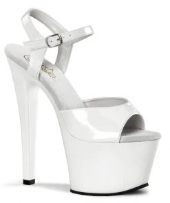 Pleaser Shoes By Pleaser USA SKY-309 Pleaser Shoes White Patent Stripper Shoe