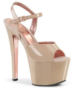 Pleaser Shoes By Pleaser USA 7 Inch Heels SKY-309TT Pleaser Shoes Nude Color Exotic Dancer Shoes